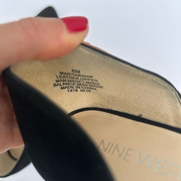 Nine West flats black leather pointed toe shoe sz 6 starship classic fall office - Picture 4 of 10